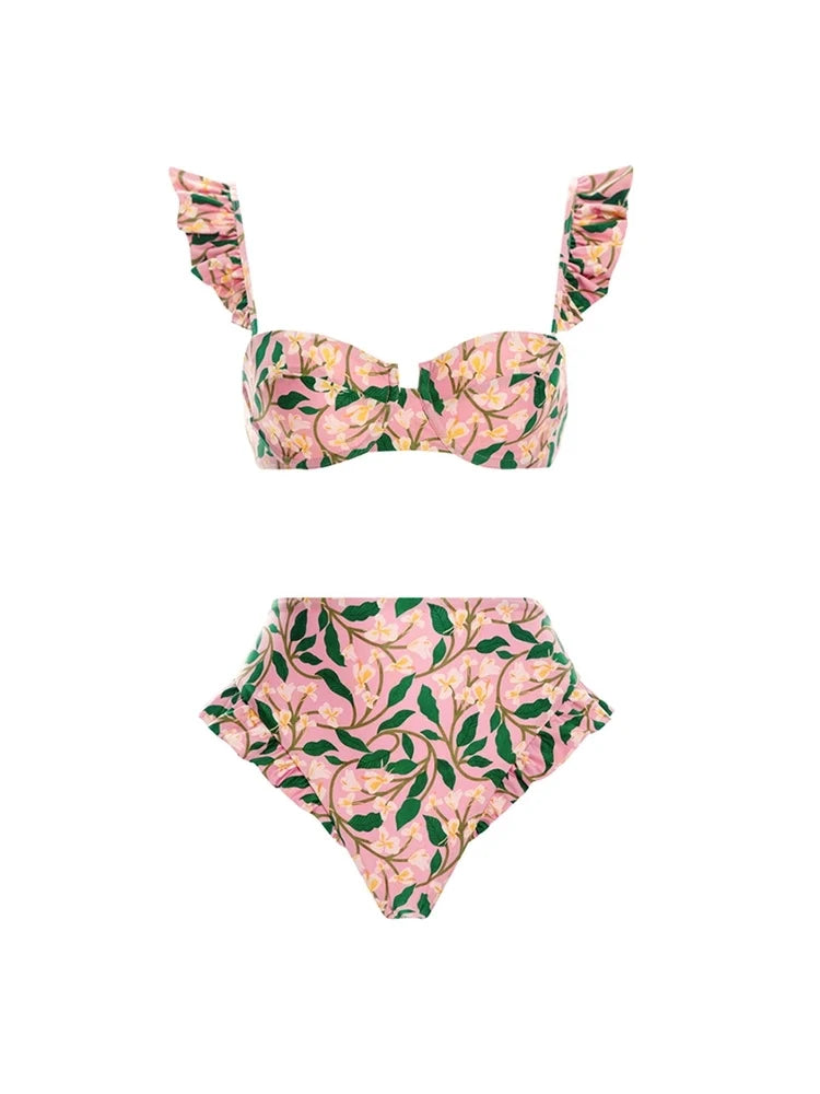 Mini Ruffle Floral Bikini Set