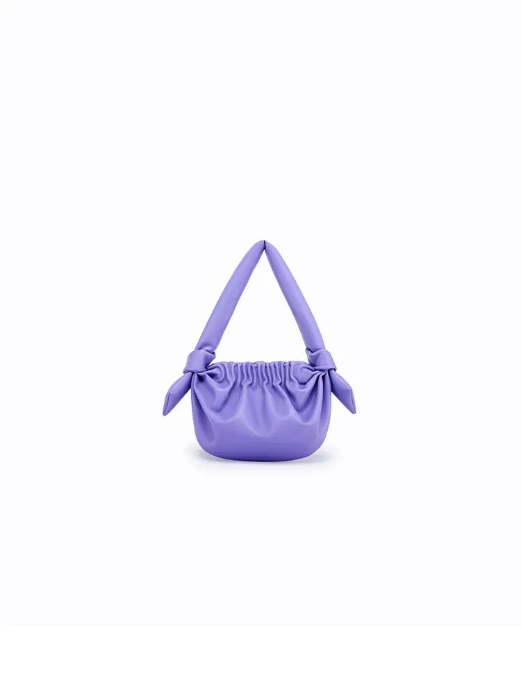 Leather Cloud Bag with Bow Detail