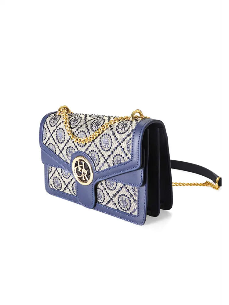 Jacquard Star Rhinestone Chain Crossbody Shoulder Bag