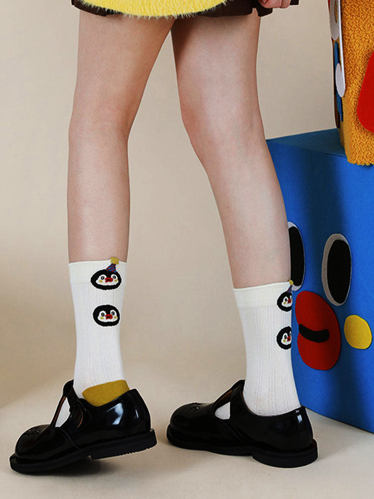 Cartoon Penguin Striped Socks