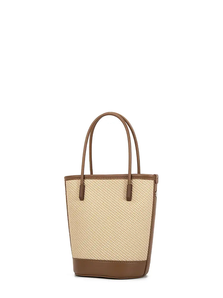 Mini Woven Leather Bucket Bag for Women