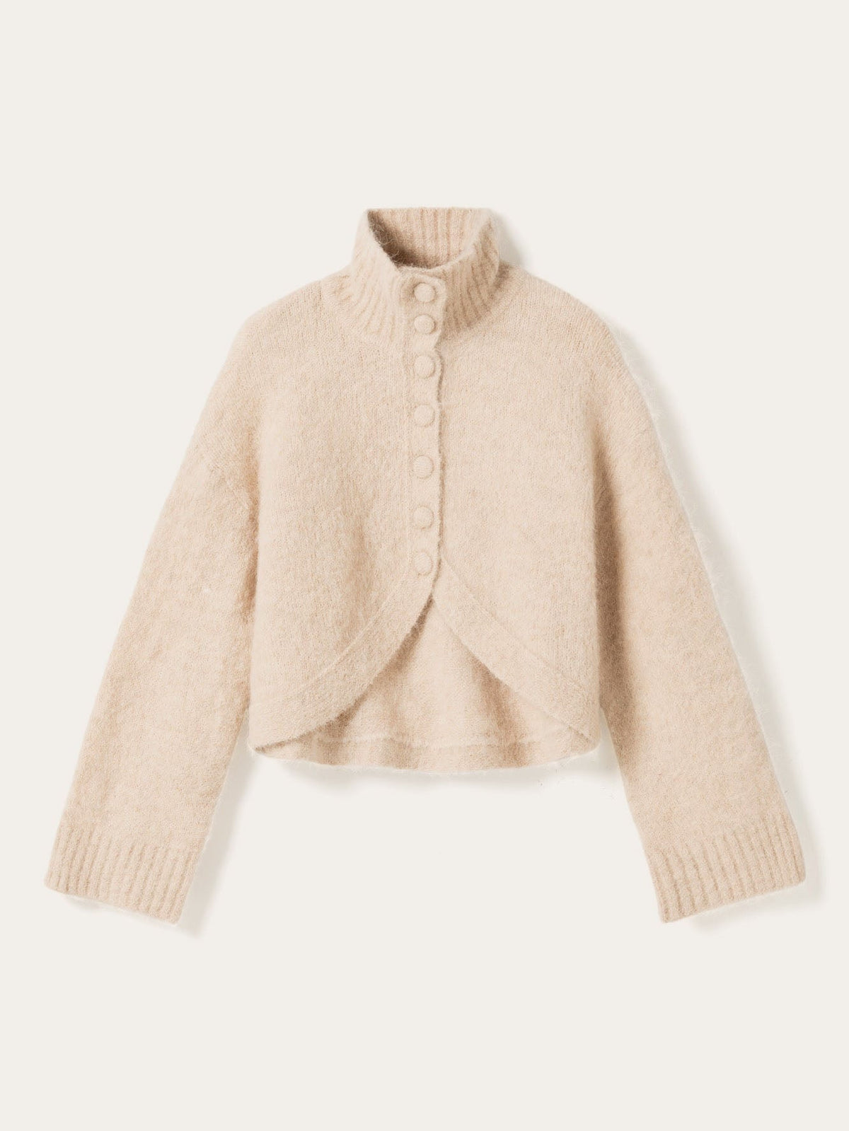 Asymmetric Hem Button Front Cropped Sweater
