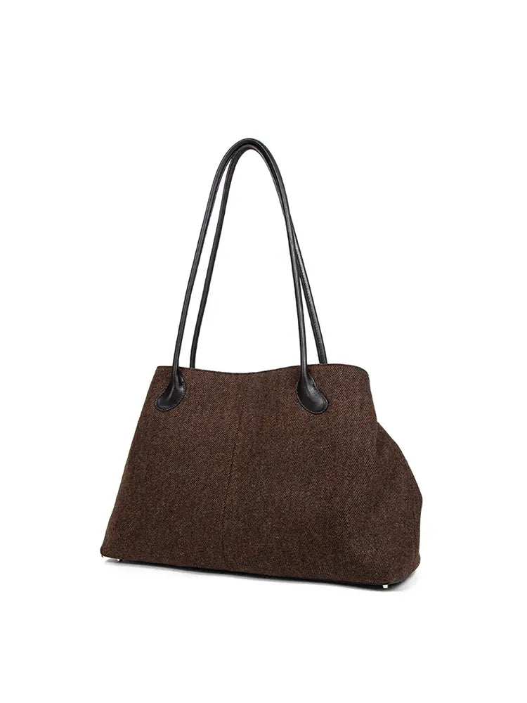 Woolen Shearling Top Handle Shoulder Crossbody Bag
