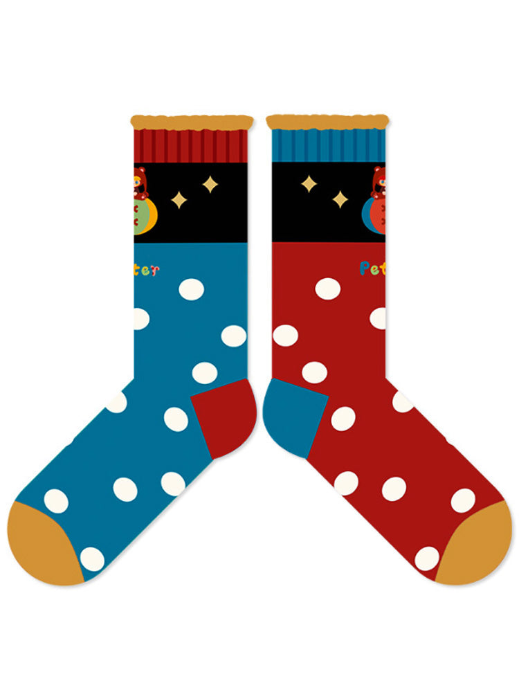 Cute Cartoon Illustration Mid-Calf Socks