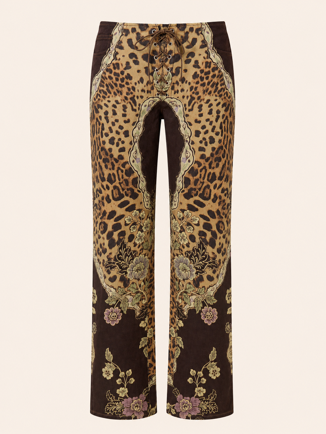 Leopard Baroque Lace-Up Pants