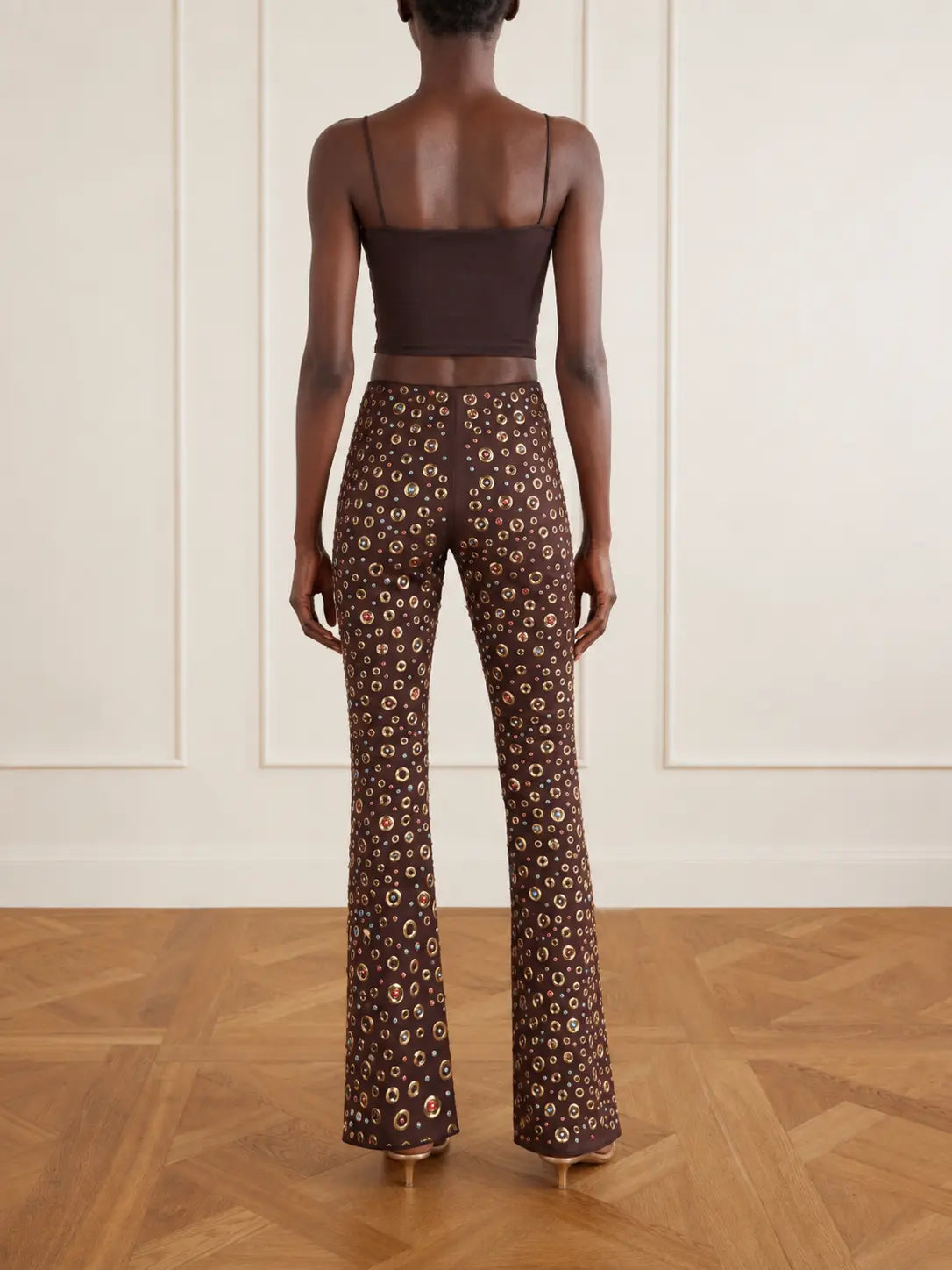 Embellished High-Rise Flare Pants