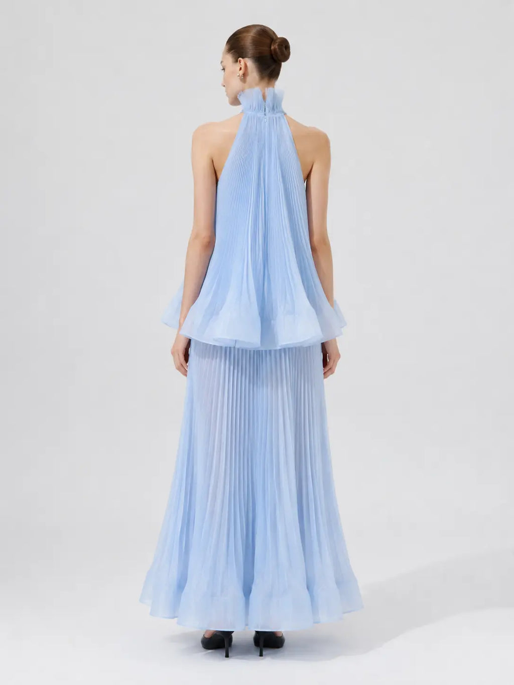 Pleated Halter Maxi Skirt Set