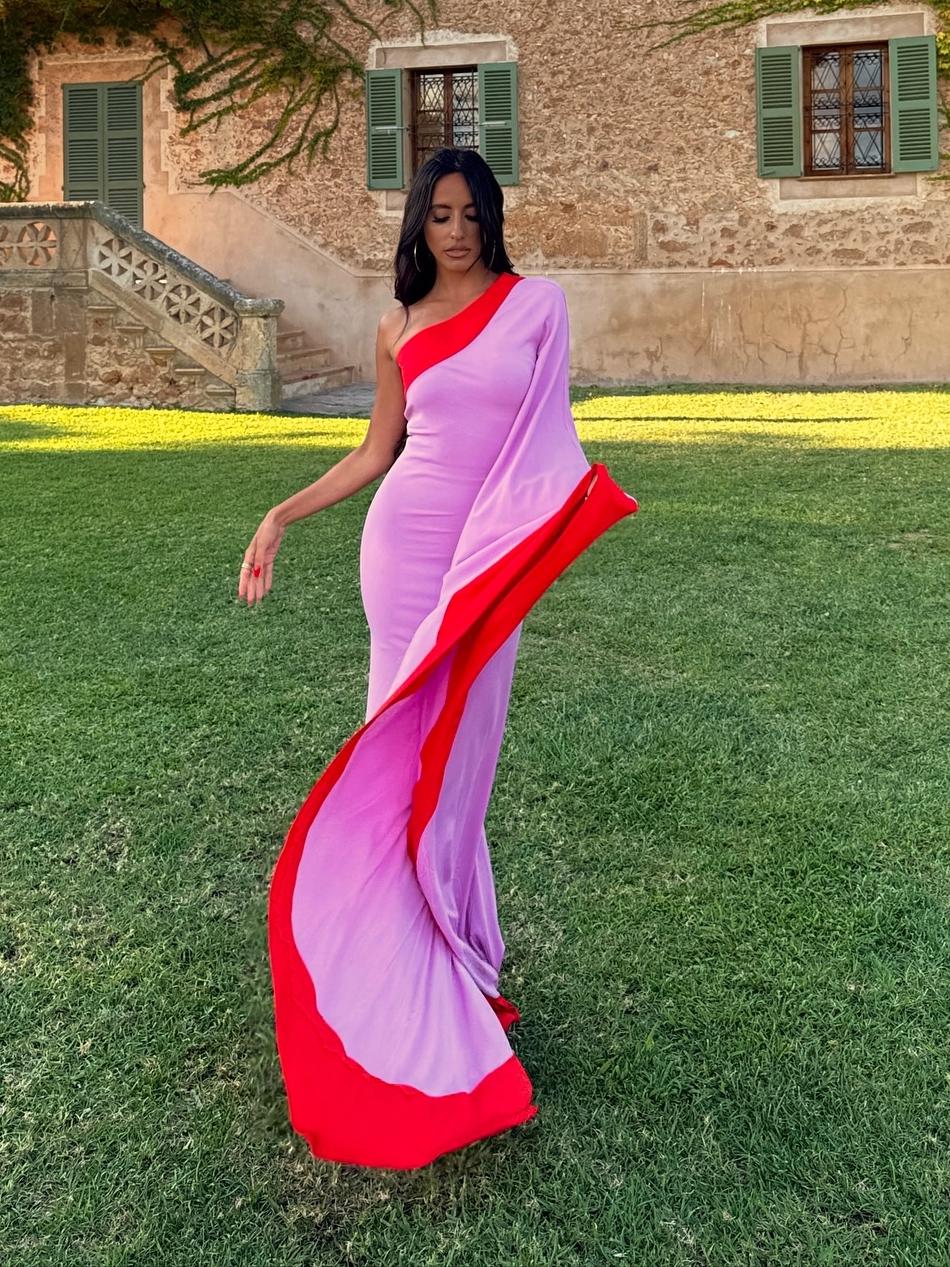 One Shoulder Draped Maxi Dress