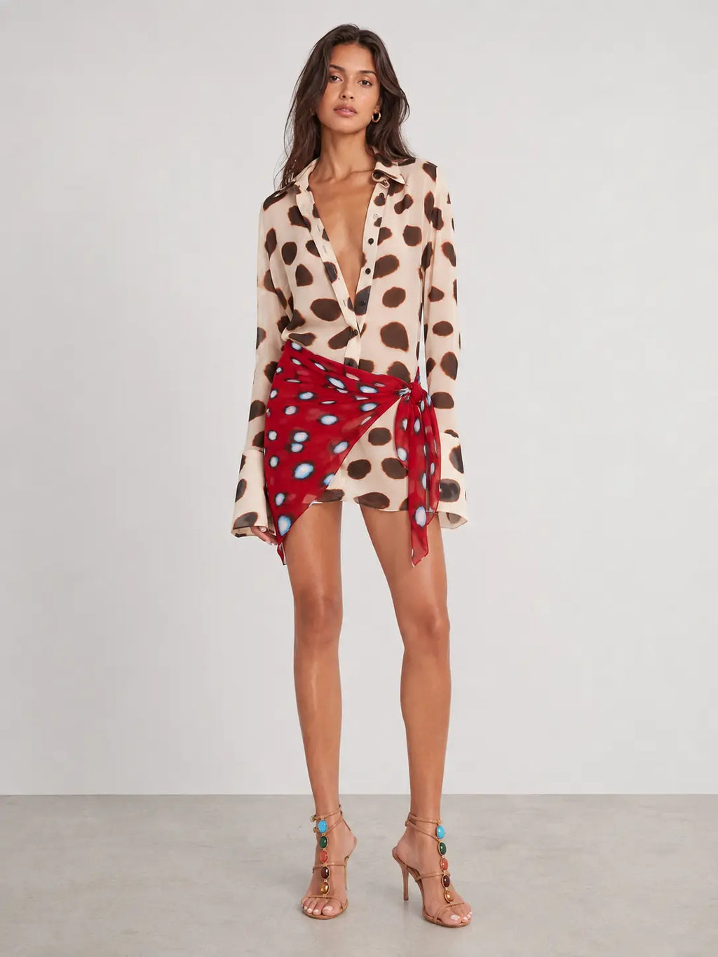 Spotted Shirt Wrap Set
