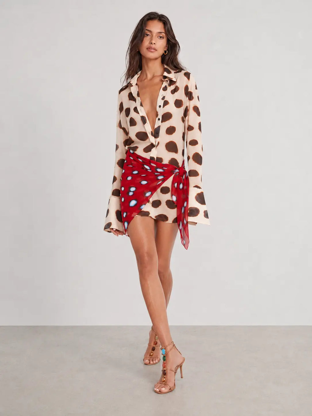 Spotted Shirt Wrap Set
