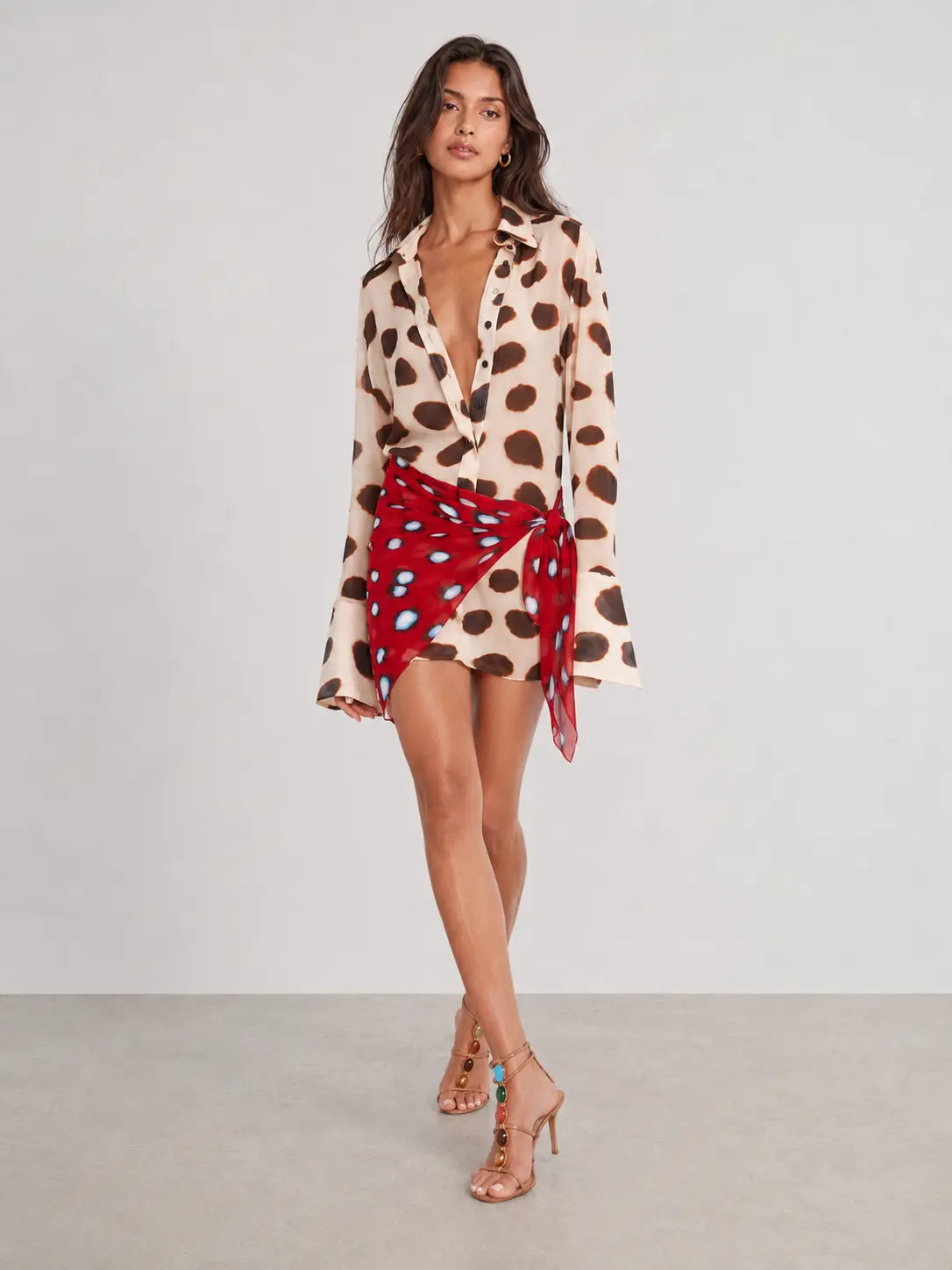 Spotted Shirt Wrap Set