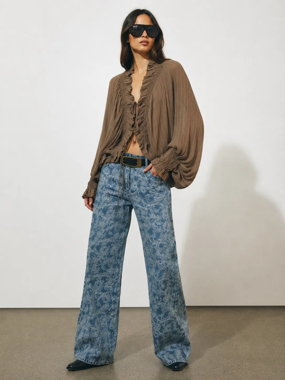 Romantic Ruffle Tie Blouse
