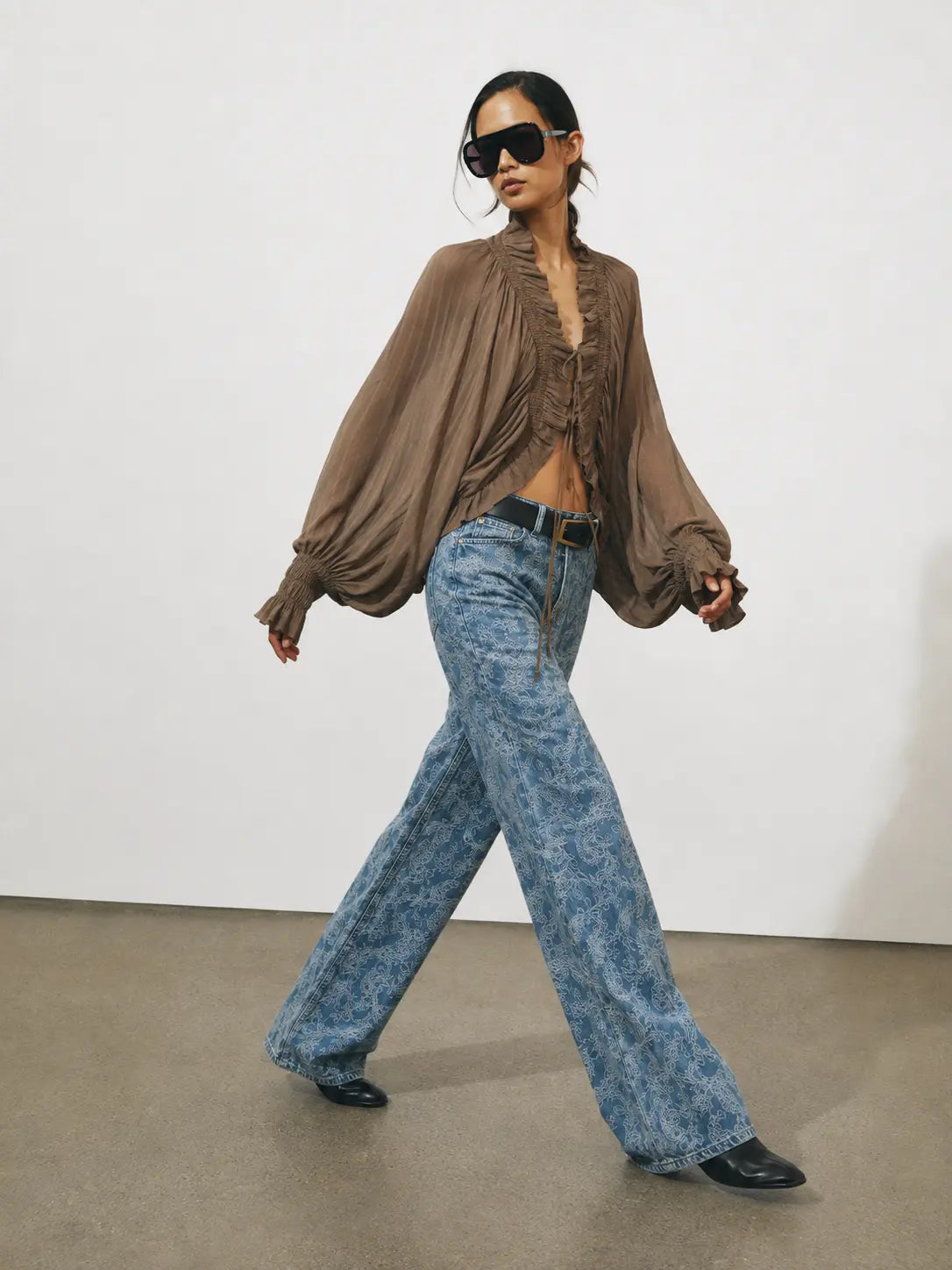 Romantic Ruffle Tie Blouse