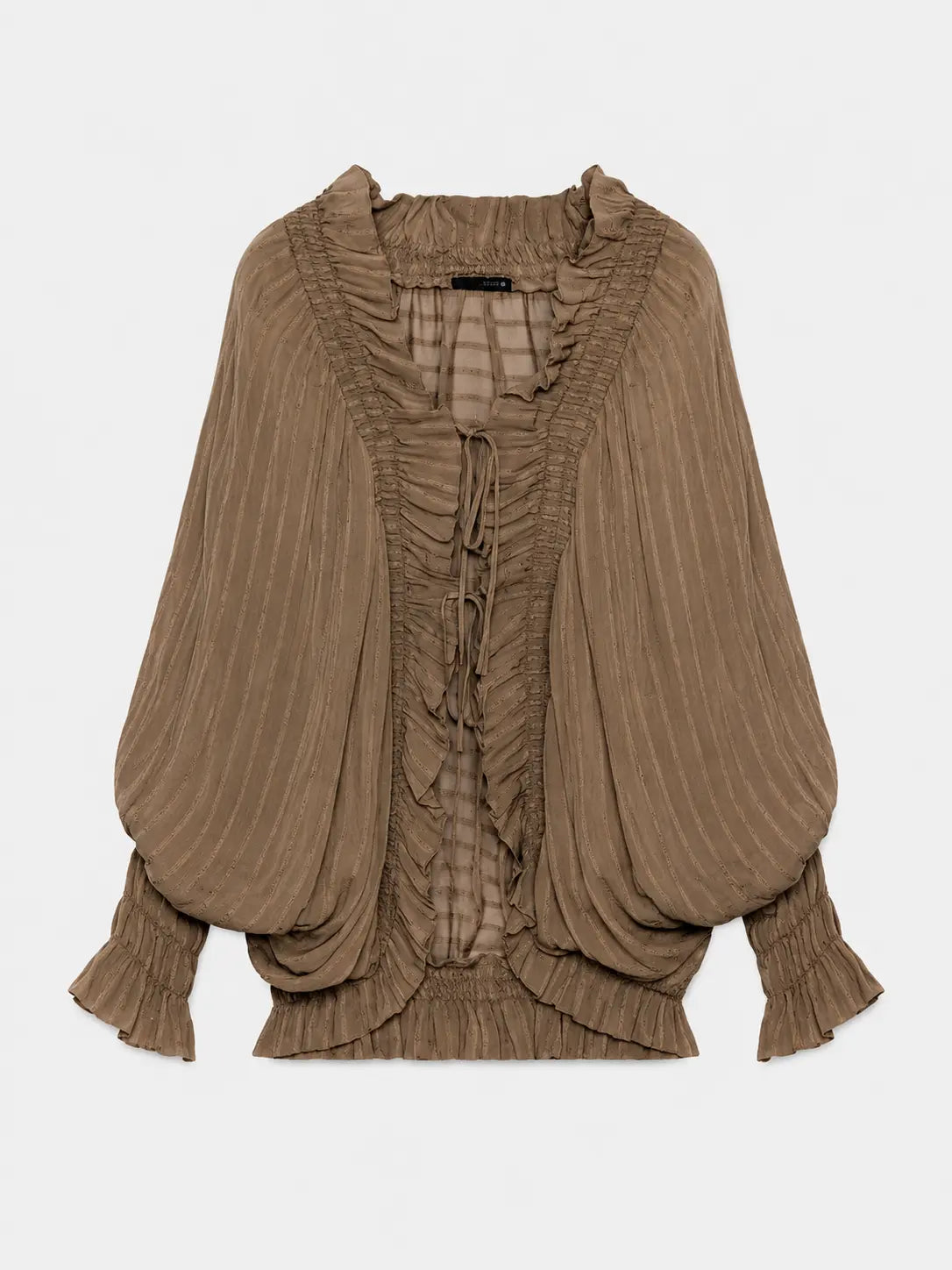 Romantic Ruffle Tie Blouse