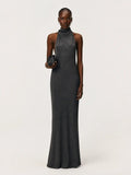 Sculpted Halter Backless Maxi Dress