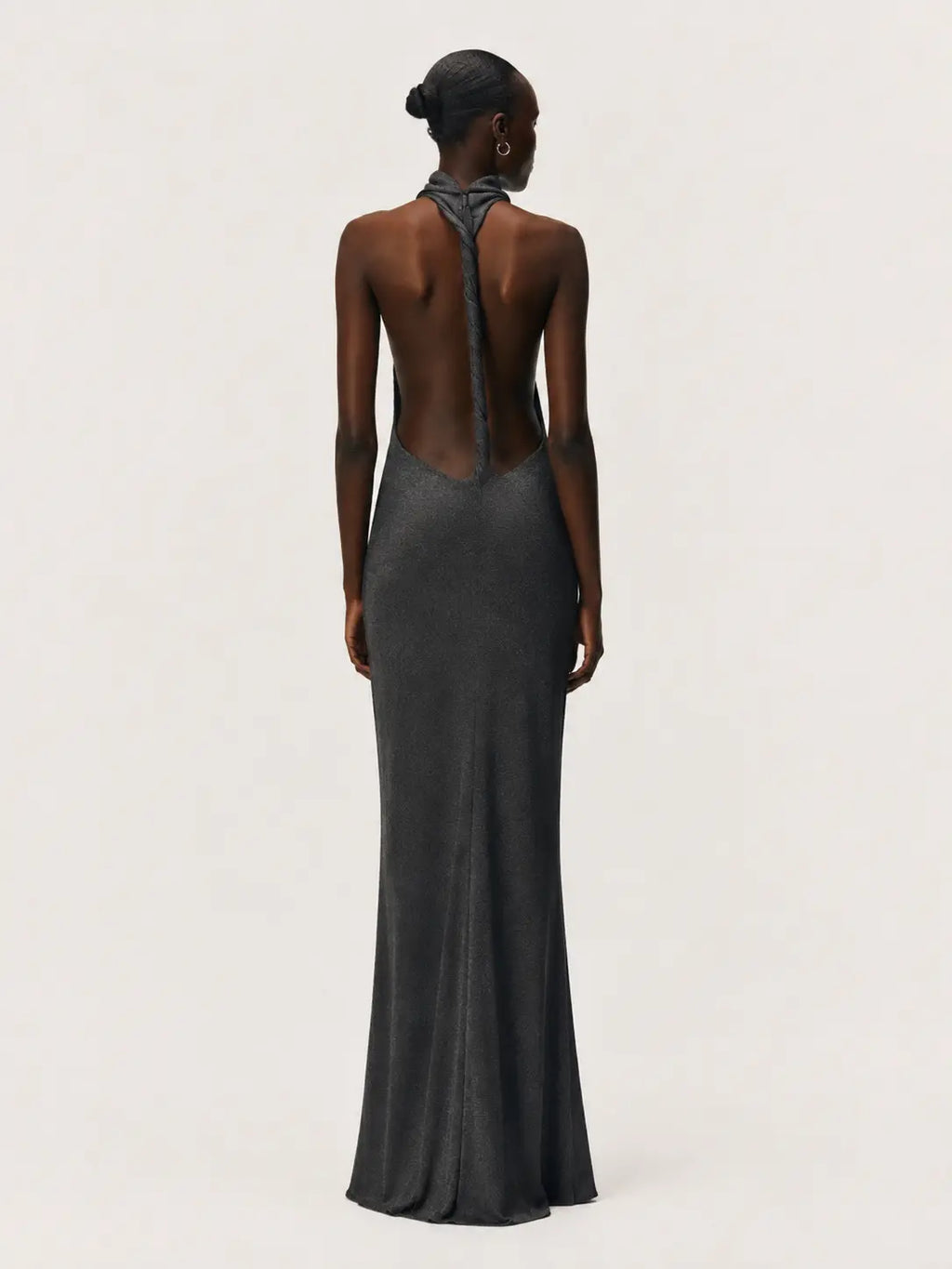 Sculpted Halter Backless Maxi Dress