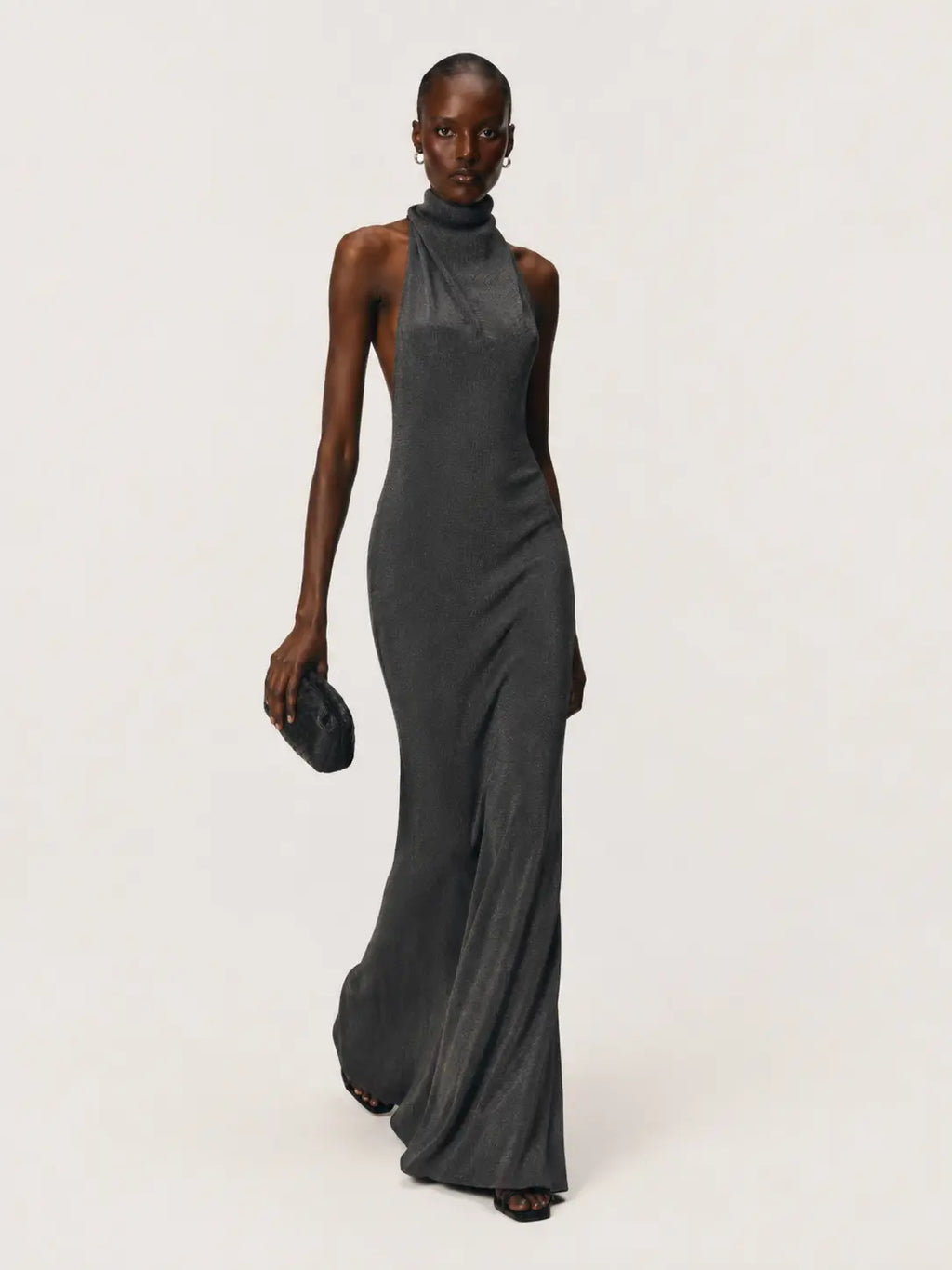 Sculpted Halter Backless Maxi Dress