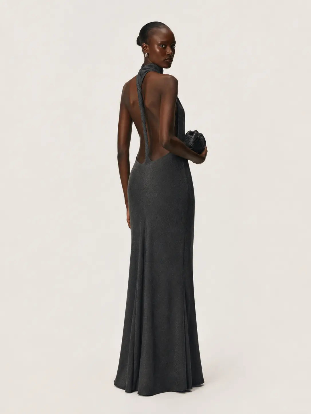 Sculpted Halter Backless Maxi Dress
