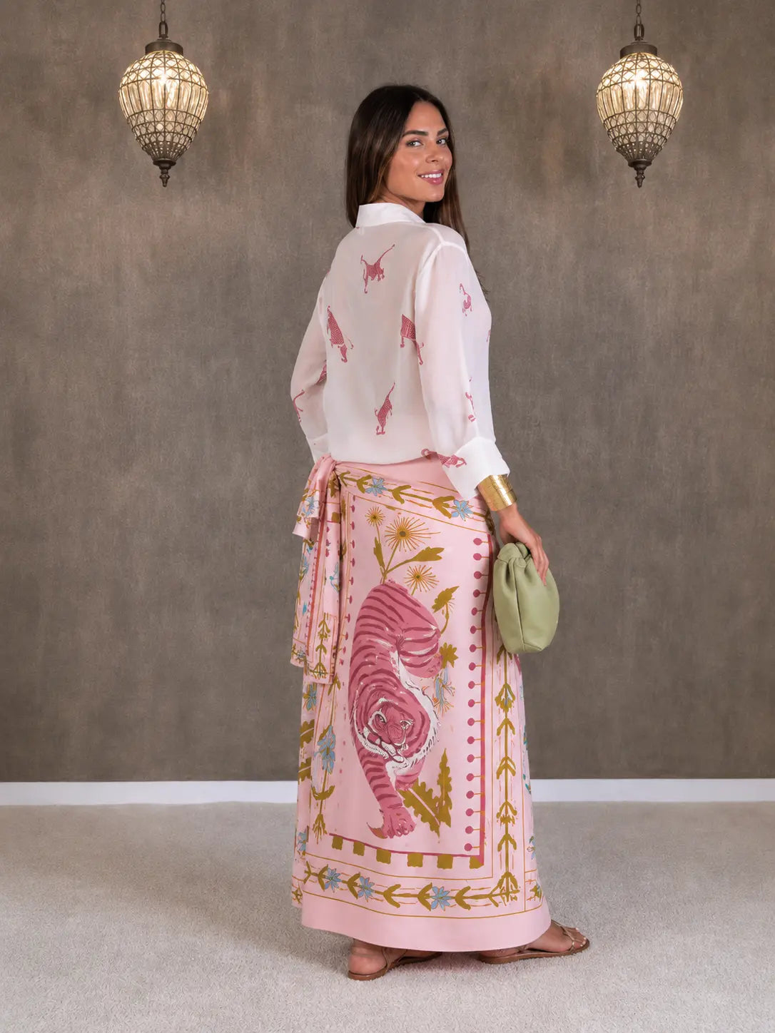 Statement Shirt Wrap Skirt Set