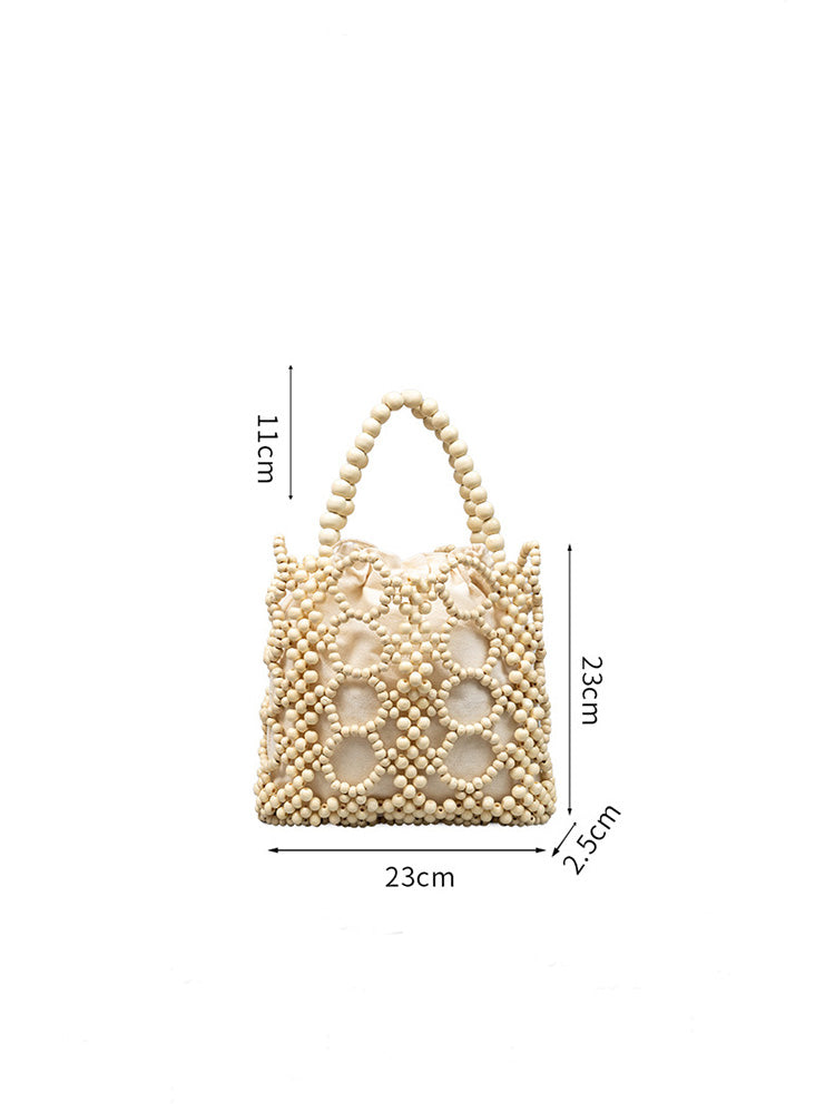 Handwoven Wooden Bead Tote Bag