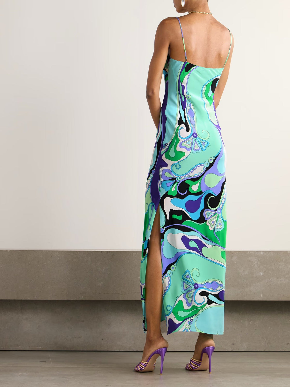 Marmo Printed Satin Maxi Dress