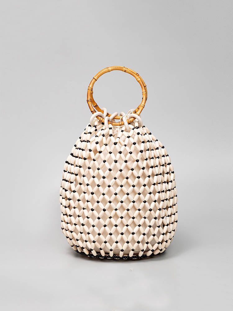 Handcrafted Wooden Bead Barrel Bag