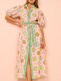 Balloon Sleeve Print Cardigan