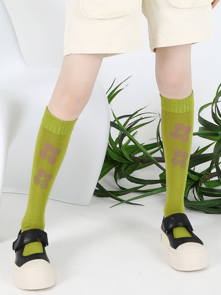 Cartoon Flower Pattern Cotton Socks
