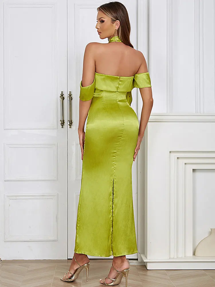 Stylish Strapless Satin Tie Dress