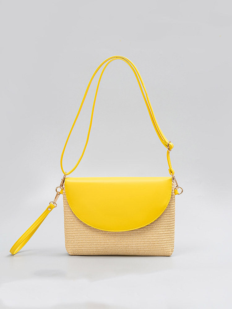 Detachable Shoulder Strap Grass Woven Clutch