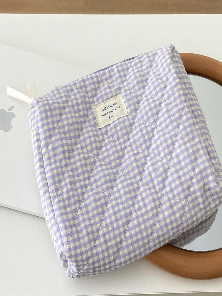 Blueberry Grid Makeup Bag