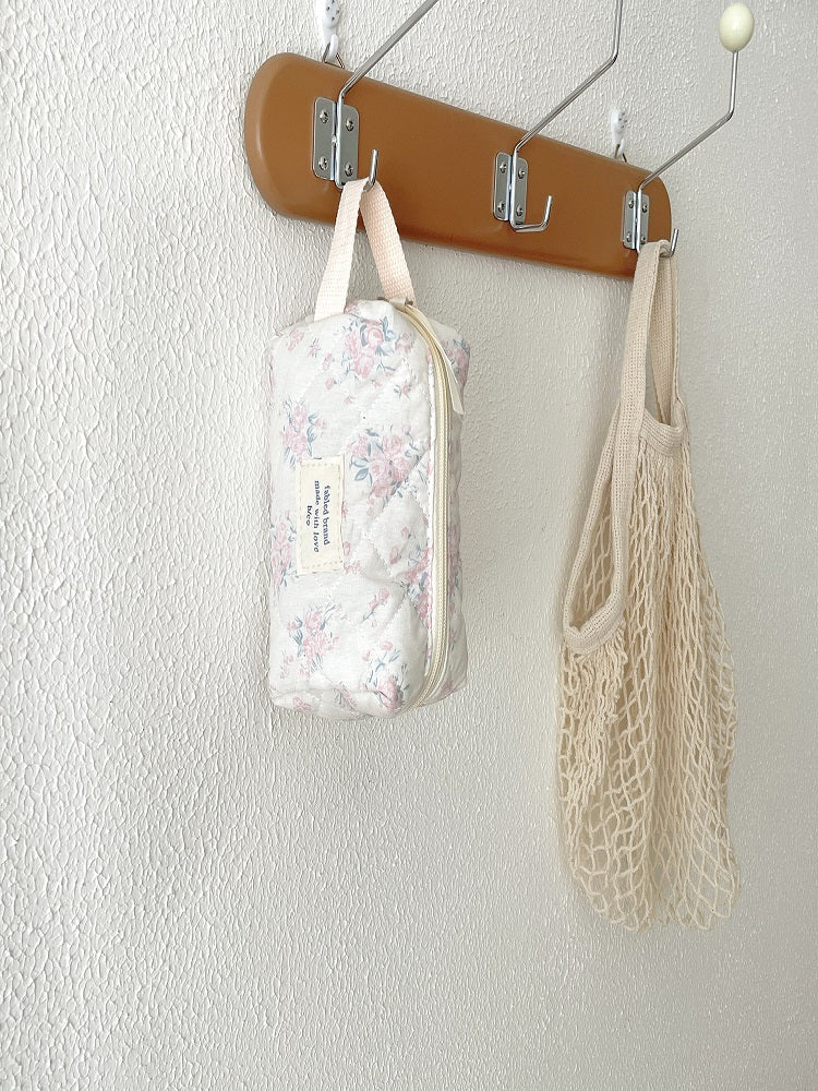 Seaside Blue Floral Handheld Makeup Bag