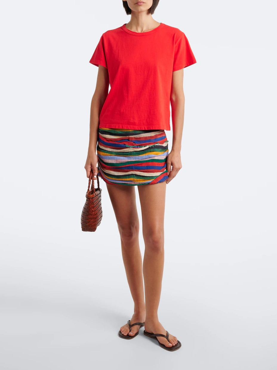 Multicolor Ruched Stripe Mini Skirt