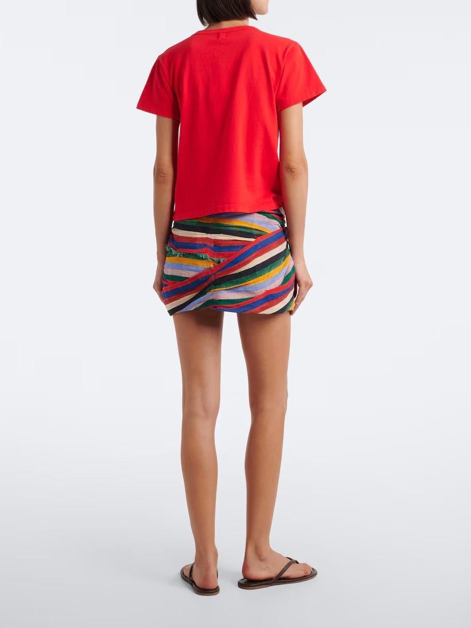 Multicolor Ruched Stripe Mini Skirt