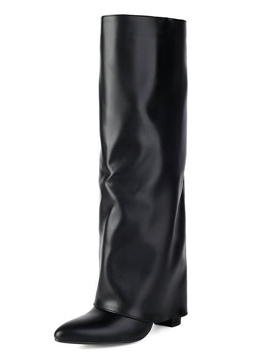 Pointed toe high heel western jeans boots