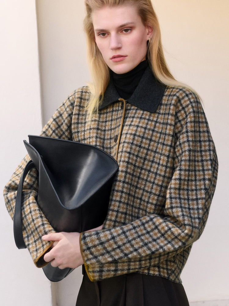 Micro-Check Wool Blend Jacket