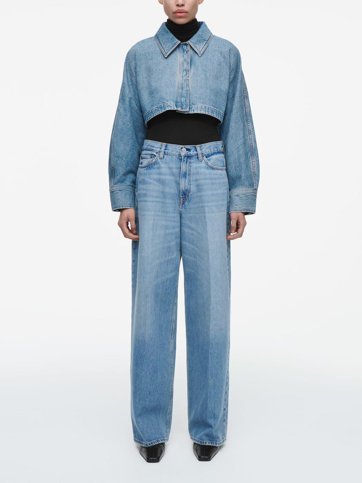 Oversized Cropped Denim Jacket