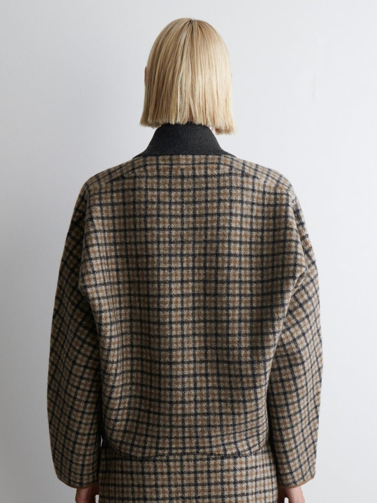 Micro-Check Wool Blend Jacket