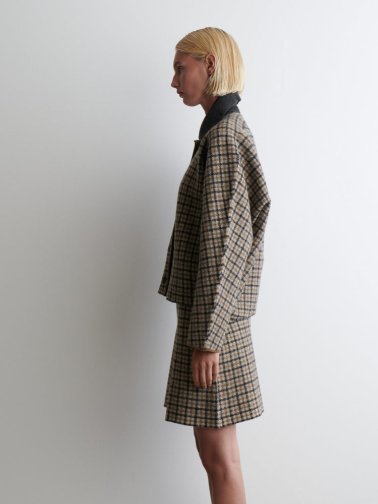 Micro-Check Wool Blend Jacket