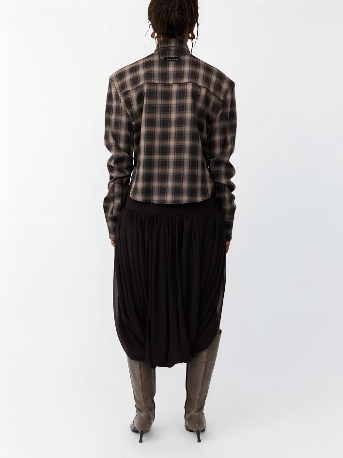 Kafra Brown Plaid Blouse