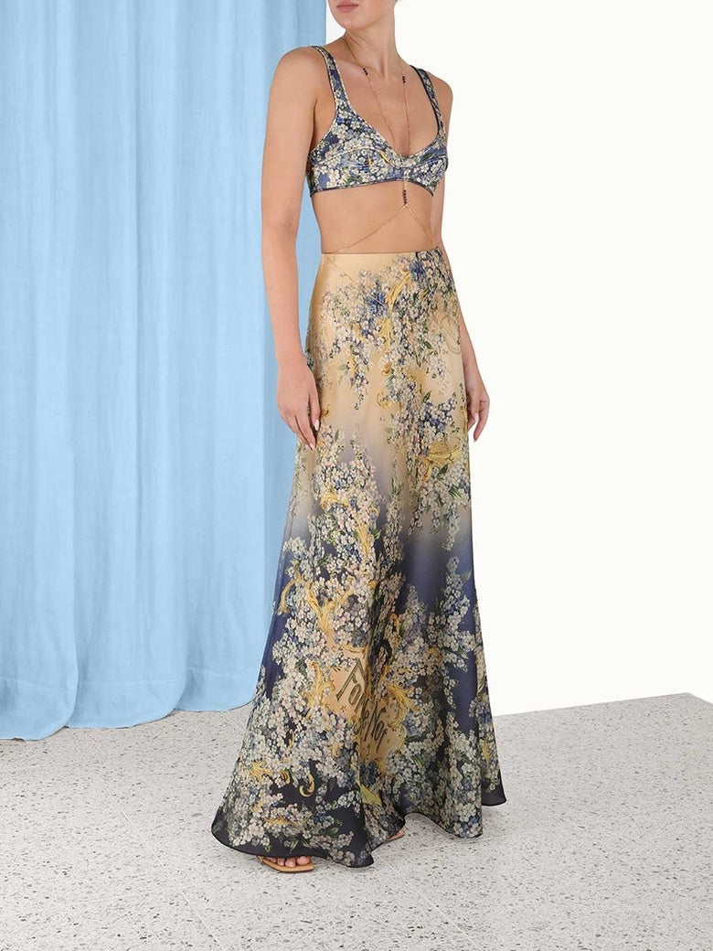 Floral Bralette Maxi Skirt Set