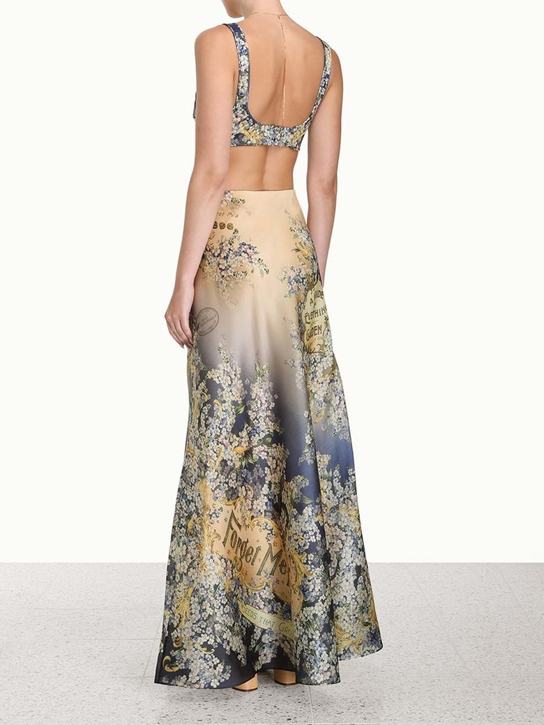 Floral Bralette Maxi Skirt Set