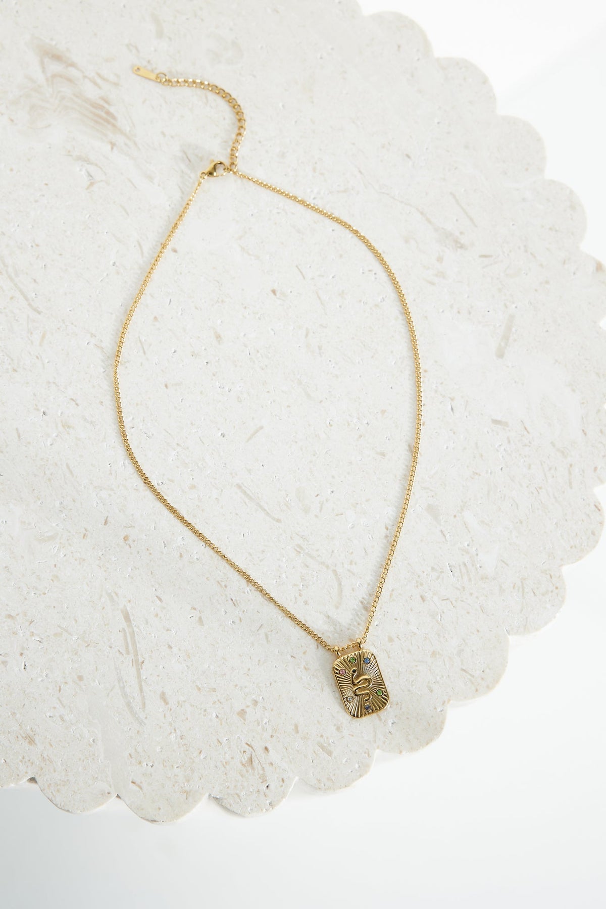 18k Gold Plated Snake Shine Necklace Gold
