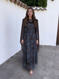 Floral Print Sheer Overlay Maxi Dress