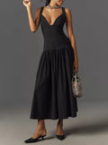 Sleeveless Linen Drop-Waist Midi Dress