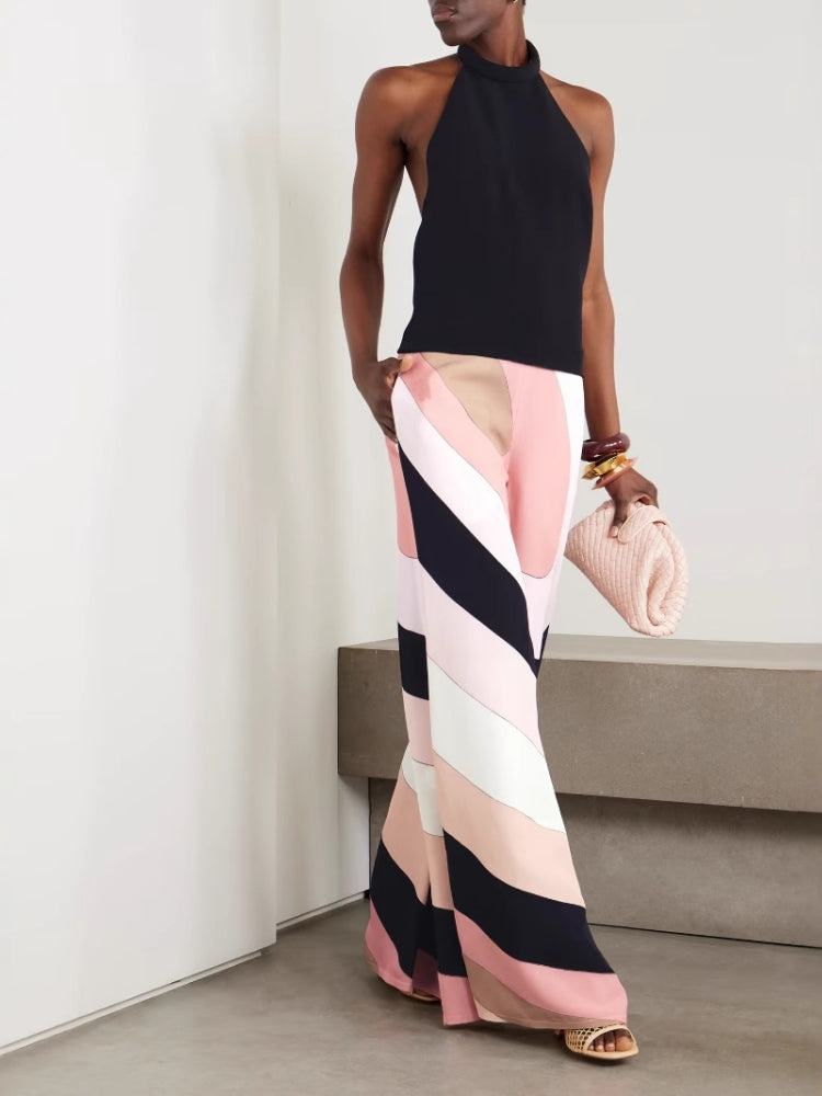 Sexy Halter Backless Printed Jumpsuit