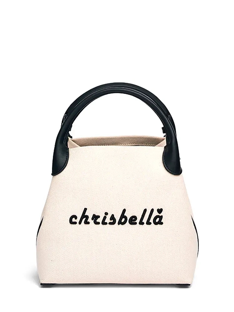 New High-End Letter Canvas Tote with Detachable Strap