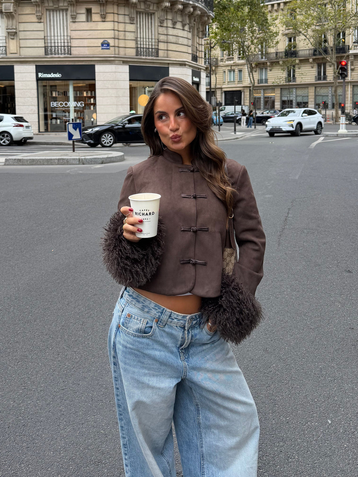 Amour Fur Cuff Mandarin Jacket