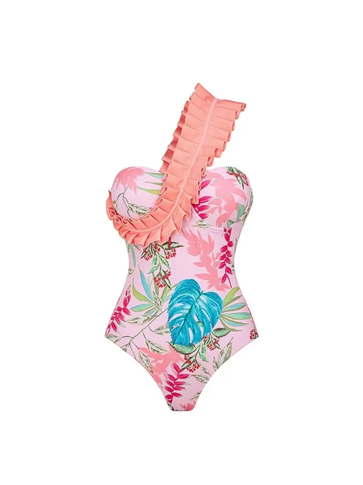 Vacation Floral Print Swimsuit Combo