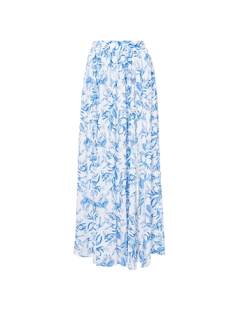 Fresh Floral One-Shoulder Blue Set